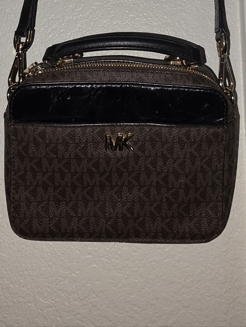 Michael Kors Brown MK Monogram Crossbody Bag - Picture 1 of 8